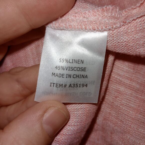 Appleseed's Linen Blend Pink Tunic Top Roll Tab Sleeve Size XL Coastal Beach - Picture 4 of 4